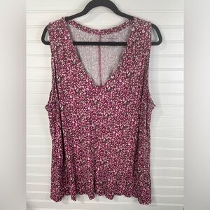 Lane Bryant Pink Sleeveless V-neck Printed Top Size 26/28 Women’s EUC